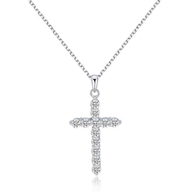 【#33】（Cross)925 Sterling Silver Moissanite necklace